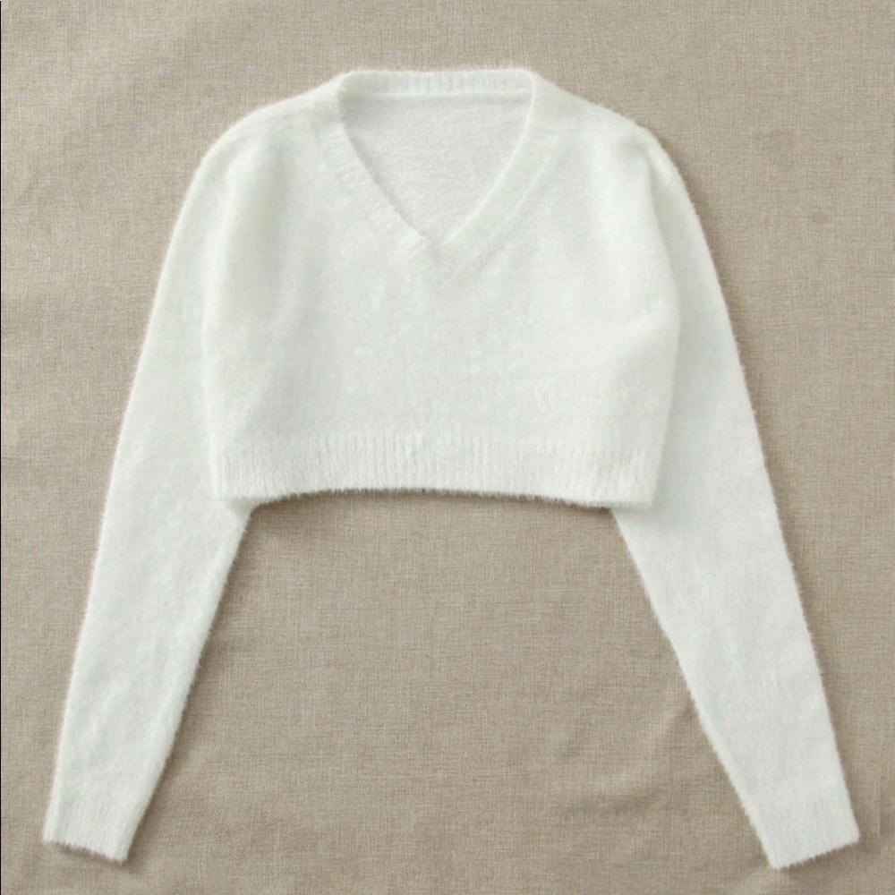 White Cropped Sweater